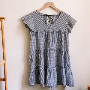 Mi Ami Gingham Tiered Baby Doll Mini Dress